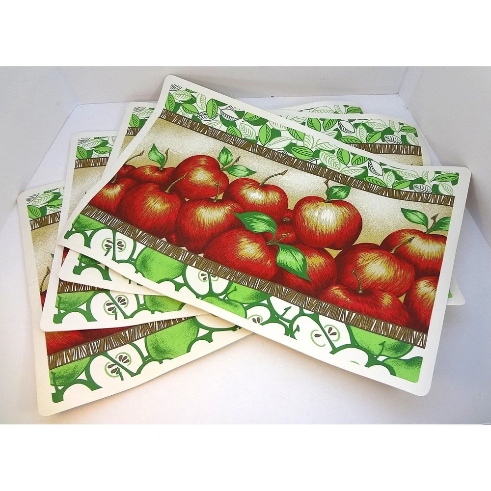 Set of 6 Vintage Red Apple Placemats Table Decor Kitchen Farmhouse Kitchen